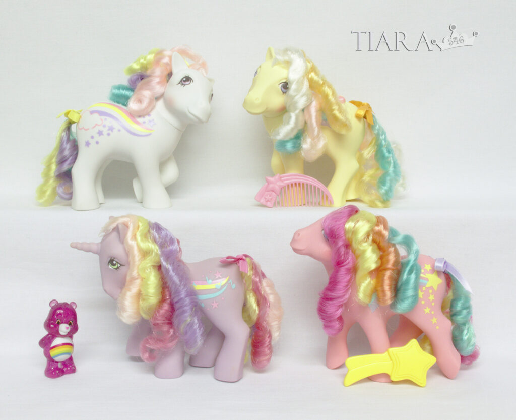 MLP G1 Pony Rainbow Curl Ponies Complete Set With Care Bear